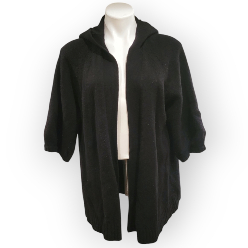 BCBGMAXAZRIA Womens Medium Oversized Black Hooded Cardigan